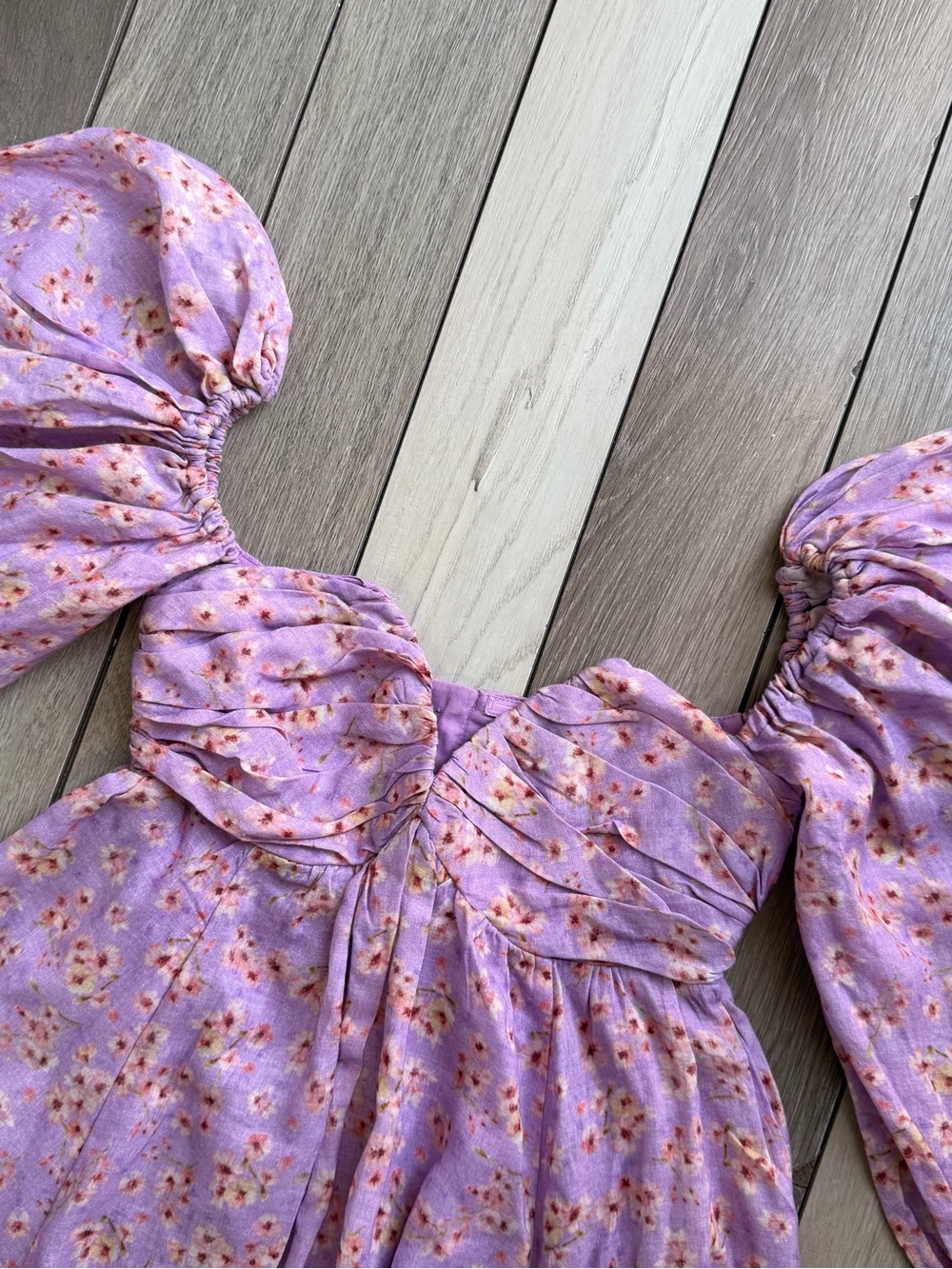Bardot Lavender Puff Sleeve Floral Mini Dress - Picture 5 of 12
